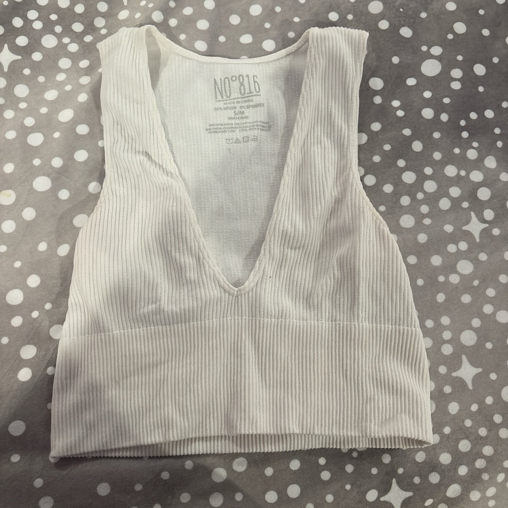 White Sleeveless Ribbed Crop Tank Top